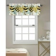 thumbnail image 3 of Valances for Kitchen Windows Grey Buffalo Plaid Heart Valance Curtains for Living Room,Bee Summer Spring Flower Rod Pocket Window Valance Red Window for Bathroom Bedroom 54x18inch Washable, 3 of 6