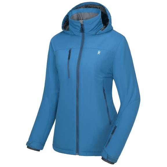 Little Donkey Andy Women's Insulated Jacket with Hood, Windproof Winter Ski Hiking Jacket, Lightweight and Water-Resistant (Mosaic Blue L)