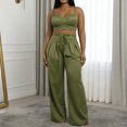 thumbnail image 5 of adaychics Womens Two Piece Outfits Sleeveless Crop Bustier Tops Wide Leg Casual Trousers with Drawstring for Streetwear, 5 of 9