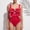 Red, variant on Women's One Piece Swimsuit with Conservative Covering Lace Up Skirt Big Bow Bikini Set for Summer Beach Wear