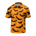 thumbnail image 5 of JULMCOMO Halloween Polo Shirts for Men Pumpkin Bat Castle Print Quick Dry Short Sleeve Casual Loose Golf Shirts Holiday Party Graphic Tees Purple 2XL, 5 of 6