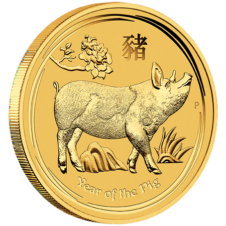 - 2019 Year of the Pig Perth Mint Lunar Series 1/4 oz Gold Coin