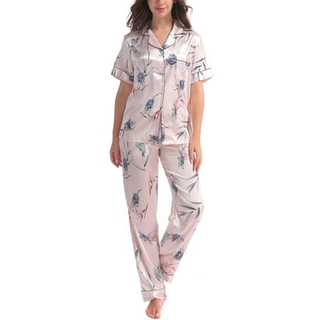 

Unique Bargains Women s 2pcs Floral Button Down Pajama Set Nightwear Sleepwear Sets