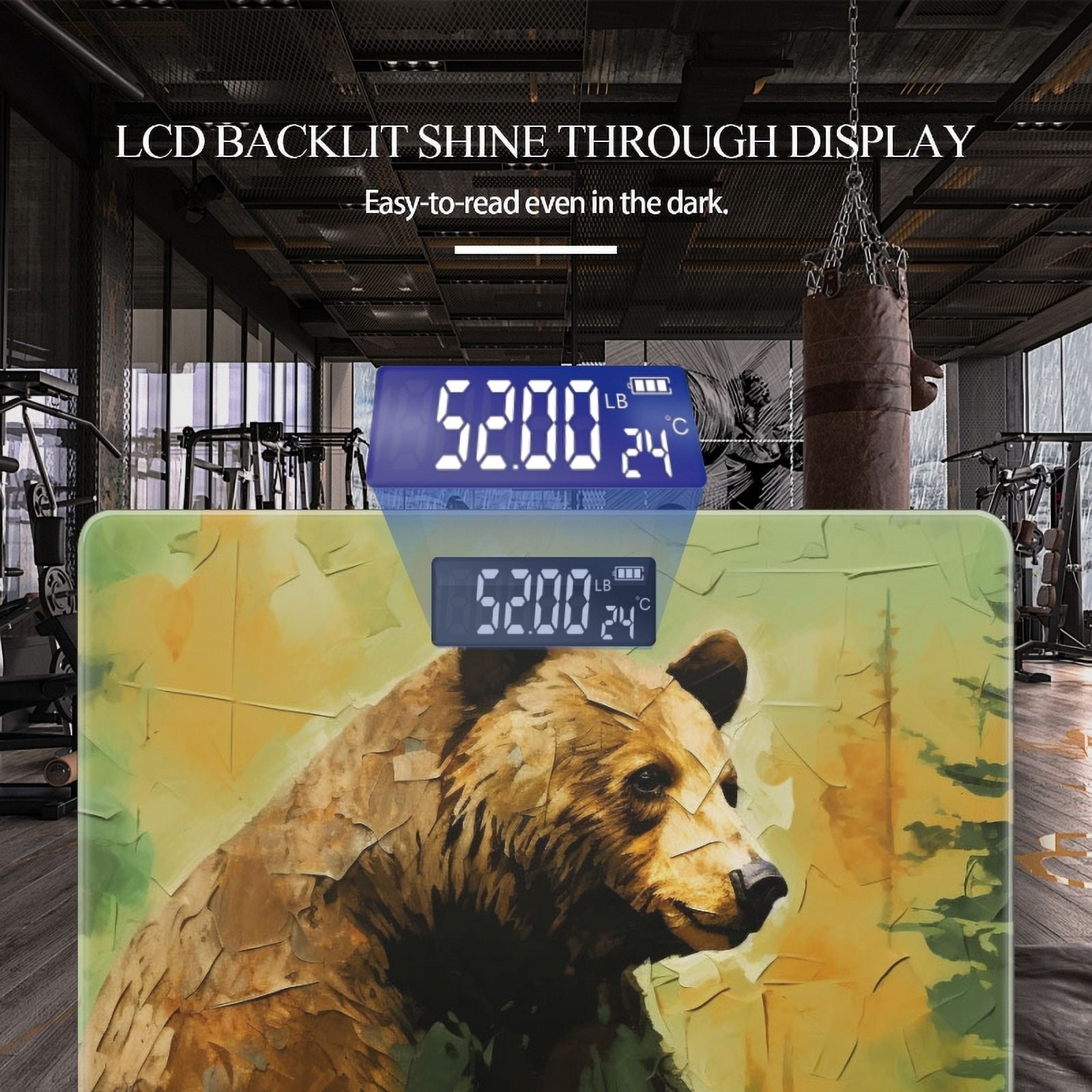 High Precision Body Weight Scale Smart Bathroom Scales with Large LCD Display(400lbs),Decorative for Bedroom-Brown Bear In The Forest