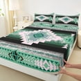 thumbnail image 3 of jejeloiu Retro Boho Aztec Twin Sheet Sets,Rustic Farmhouse Tribal Twin Fitted Sheet,Green Pink Bohemian Rhombus Flat Sheet For Teens,Microfiber Bedroom Decor,3pcs, 3 of 7