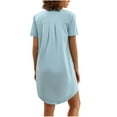 thumbnail image 2 of Besolor Nightgowns for Women Button down Short Sleeve Sleep Shirt V Neck Nightshirt Casual Soft Sleepwear Pajams Dress, 2 of 7