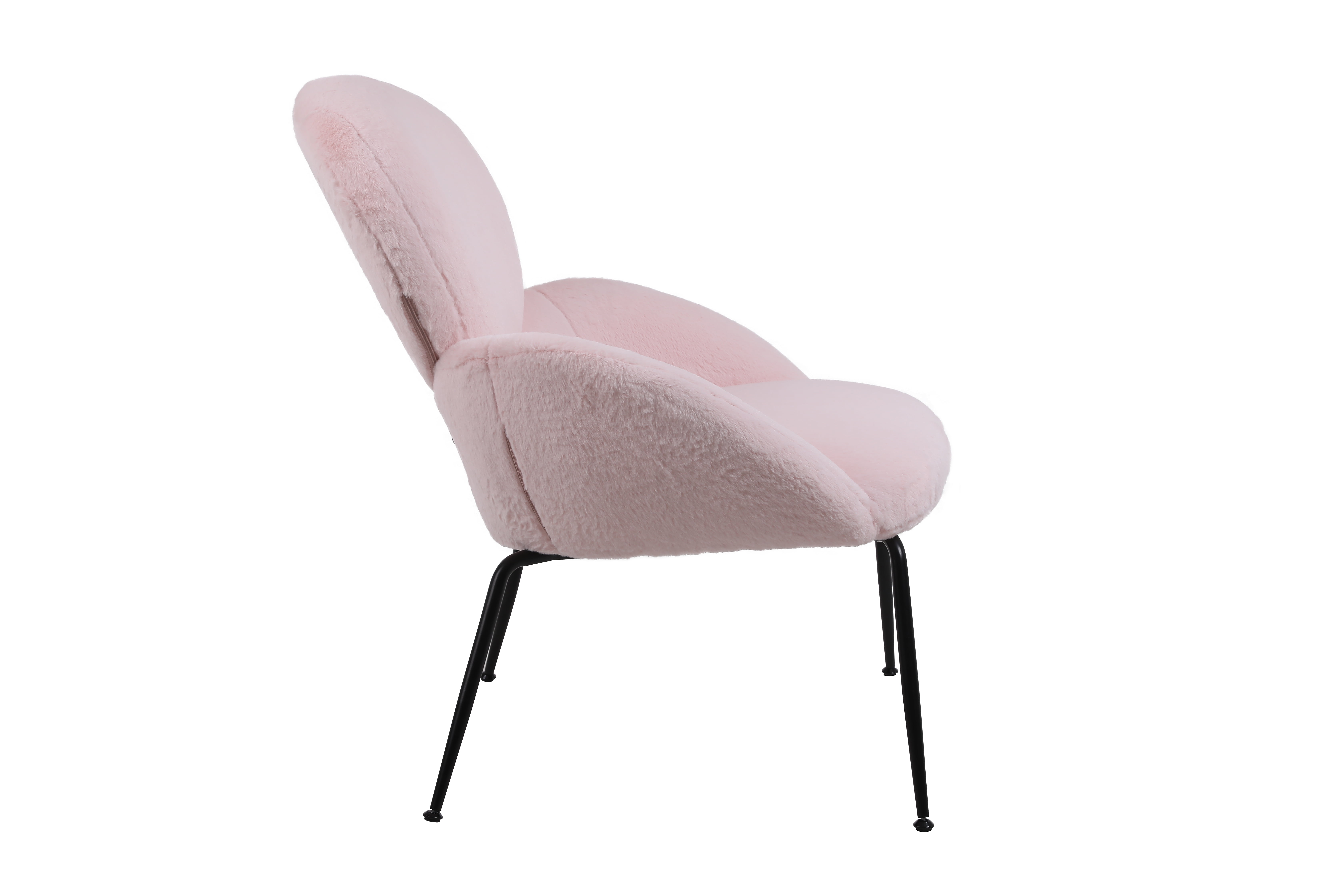 Kadyn Modern Sherpa Armchair with Black Metal Legs, Comfy and Soft Chairs for Bedroom, Pink Kadyn Modern Sherpa Armchair with Black Metal Legs, Comfy and Soft Chairs for Bedroom, Pink