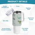 thumbnail image 4 of SKYSONIC Insulated Tumblers with Lids and Straws Handles 40oz Water Bottle Dinosaur Doodle Striped Travel Mug Reusable Stainless Steel Thermos Vacuum, 4 of 7