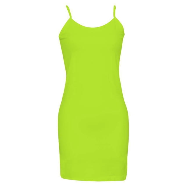Camisole Longue Fine à Bretelles pour Femmes - Jaune Néon