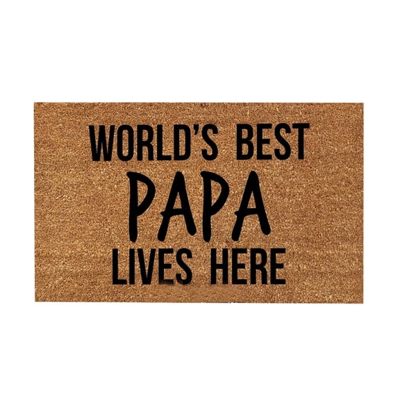 Coco Coir Door Mat Coco Mat for Front Door Heavy Dduty Durable Doormats for Entryway Outside Yard Home Decoration Gifts for Fathers Day Mat with Non Slip Backg World's Best Papa Lives Here' 16x24