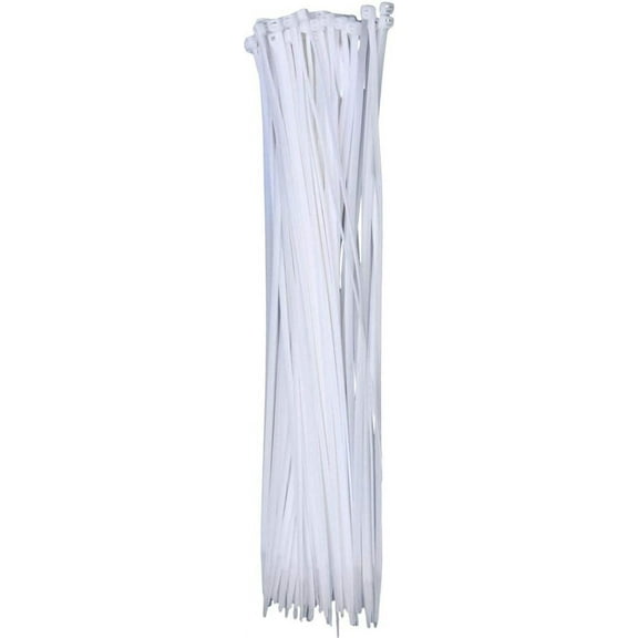 Qua ear CT6-W-100-P Self-Locking Cable Ties, 14-Inch, White 100/Poly Bag