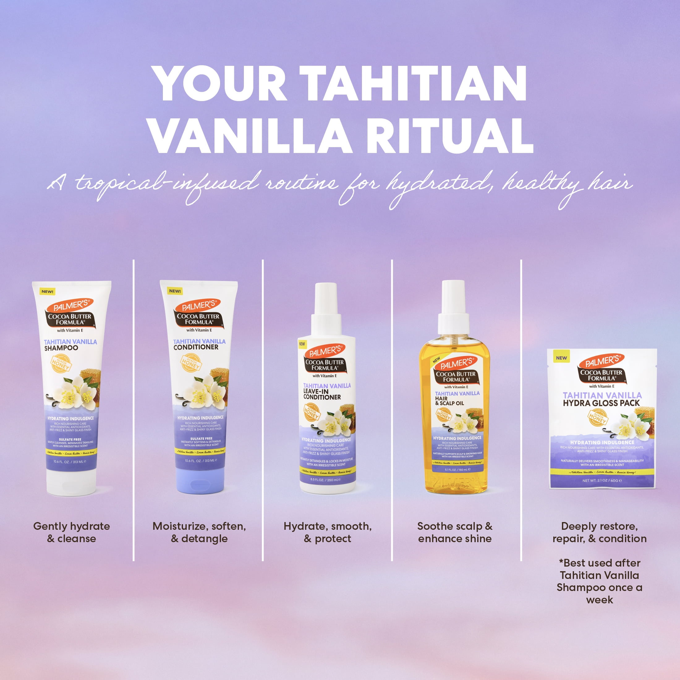 (12 pack) Palmer's Tahitian Vanilla Hydra-Gloss Moisturizing Hair Mask for All Hair Types, 2.1 oz