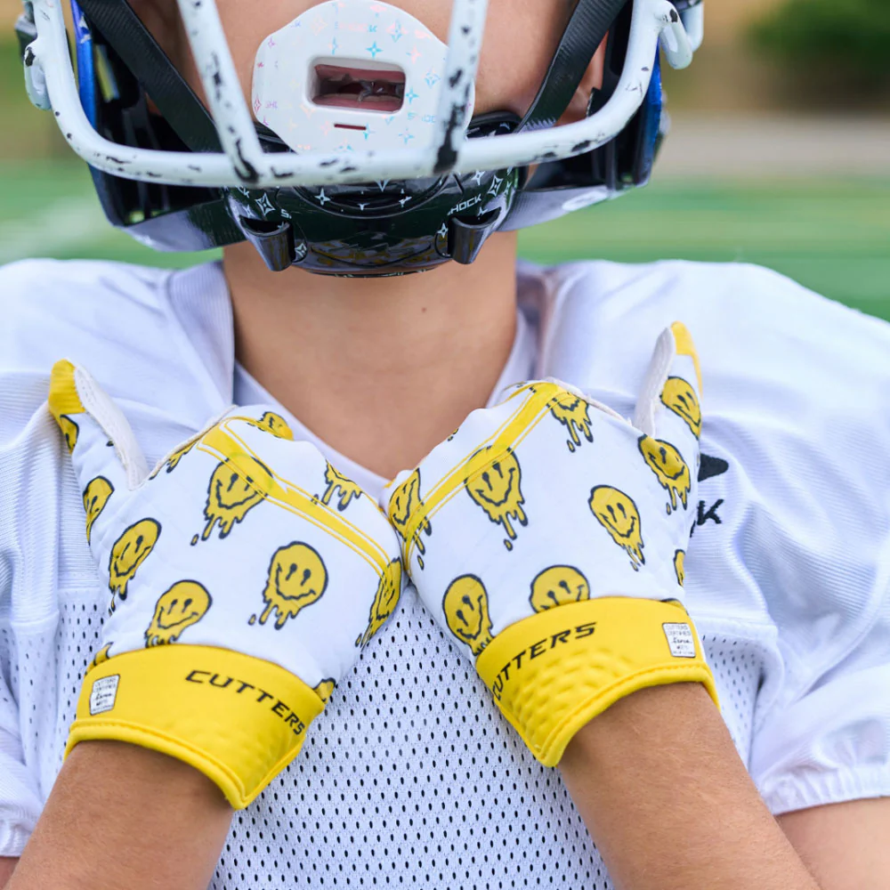 Cutters, Rev 5.0 Football Receiver Gloves, Youth, L, Smile