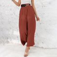 thumbnail image 3 of SNKSDGM Women's Plus Pants for Women Casual Baggy White Linen Pants Women Short Womens Wide Leg Palazzo Pants High Waisted Pant Pleated Loose Fit Smocked Casual Trousers, 3 of 6