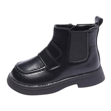 

Zlekejiko Fashion Autumn And Winter Children Boots For Boys And Girls Flat Bottom Low Heel Solid Side Zipper High Top Warm Simple And Casual Style