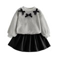 thumbnail image 5 of Mnyotv Spring Fall Clothes for Girls Long Sleeve Bow Tops and Skirts 2Pcs Sets Back to School Outfits Size 6Y, 5 of 6