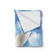thumbnail image 2 of Bird Print Soft Flannel Fleece Throw Blanket, Innocent Pigeon Flying in Sunny Sky with Fluffy Clouds, Cozy Plush for Indoor and Outdoor Use, 70" x 90", Azure Blue Pale Taupe, by Ambesonne, 2 of 5