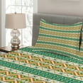 thumbnail image 2 of Ambesonne Colorful Quilted Coverlet 3 Pcs, Ethnic Geometric Shapes, King Size, Pistachio Green Orange, 2 of 3