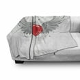 thumbnail image 3 of Angel Wings Soft Flannel Fleece Blanket, Wings with Heart Valentines Day Love Flowers Best Couple Anniversary, Cozy Plush for Indoor and Outdoor Use, 70" x 90", Pale Grey Vermilion, by Ambesonne, 3 of 6