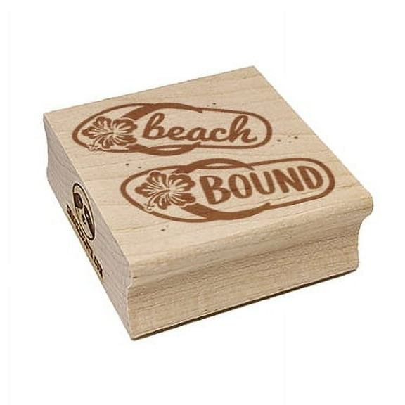 Beach Bound Sandals Flip Flops Hibiscus Square Rubber Stamp Stamping Scrapbooking Crafting - Small 1.25in