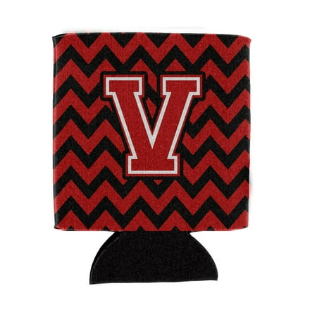 

Carolines Treasures CJ1047-VCC Letter V Chevron Black and Red Can or Bottle Hugger Can Hugger multicolor
