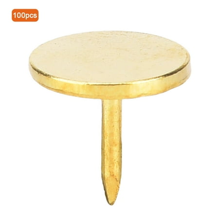 

100Pcs Flat Head Upholstery Nail Round Antique Furniture Decorative Drawing PinYellow 9 x 8mm