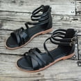 thumbnail image 5 of CQONEPT Flat Sandals for Womens Gladiator Dressy, Summer Strappy Flat Sandals, Adjustable Casual Fisherman Sandal with Open Toe Cross Strap Gladiator Sandals Size 5 Black, 5 of 8