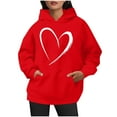 thumbnail image 4 of YUGYXL Womens Heart Print Sweatshirts Classic Fit Long Sleeve Hoodies Fashion Drawstring Comfy Hooded with Front Pocket Red L, 4 of 6