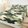 thumbnail image 3 of jejeloiu Farmhouse Rustic Camo Queen Sheet Sets,Green Beige Camouflage Bed Set For Men Women 4 Pieces, 3 of 7