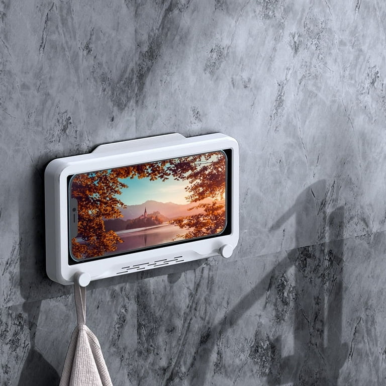 Shower Phone Holder,Wall Mount Shower Holder,Kitchen Toilet Mobile Phone  Holder Waterproof Touchable Screen Sealed Phone Case Holder Wall Storage Box  