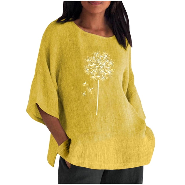 Birdeem Blouses pour Femmes Mode Décontractée Col Rond Manches Courtes Imprimé Haut Blouse T-Shirt
