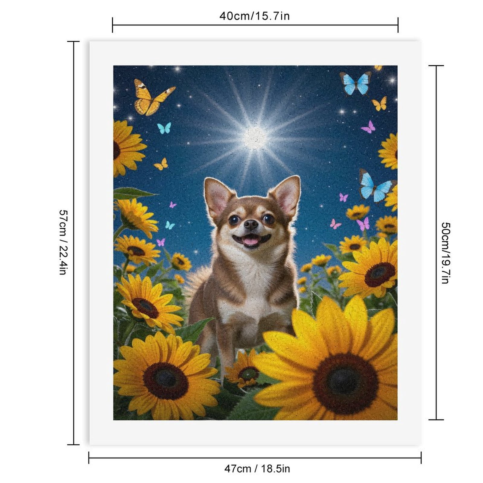 Paint by Numbers Kit for Adults, Sunflowers Chihuahua Butterflies Night Paint by Numbers, Easy Paint by Numbers Kit for Adults Beginner, DIY Adult Paint by Number Kits on Canvas, Home Decor