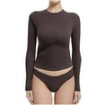 thumbnail image 1 of JIUKE Longues Shirts Chemises à Manches pour Femmes Col Rond T - Basiques d'Entraînement T-Shirts Ajustés Crop Tops pour Sortir, 1 of 5