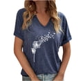 thumbnail image 1 of Birdeem Mode Décontractée pour Femmes Blouses à Manches Courtes Imprimées Col en V T-Shirts Hauts, 1 of 12