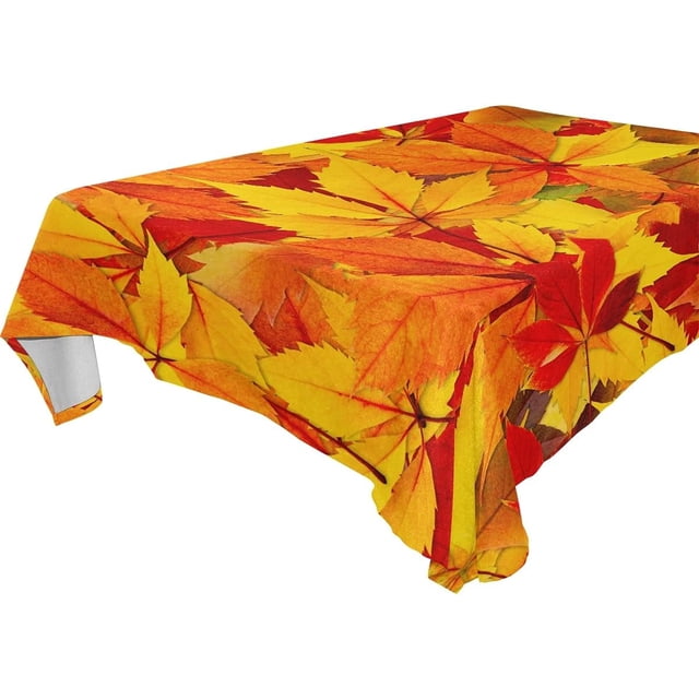 Fall Maple Yellow Leaves Square Tablecloth,Autumn Rectangle Modern Table Linen Cloth Cover for Thanksgiving Kitchen Dining Room Party Home Decor,60x60