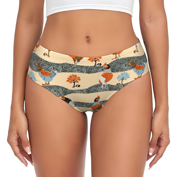 Fotbe Funny Chicken Calzones Estampados para Mujer – Ropa Interior de Algodón, Cómoda, Suave y Elástica-3X-Large