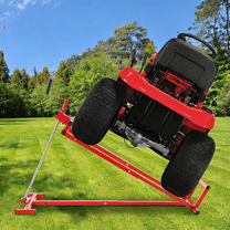 Seauto Easy Lawn Mower Lift for Riding Tractors, 800 Lbs Heavy-Duty Lawn Tractor Lifter, Universal Ride-On Mower Jack with 45° Tilt & Foldable Steel Frame, Red