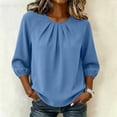 thumbnail image 2 of Tops For Women Summer Crew Neck Three Quarter Sleeve Trendy Casual Solid Streetwear Office Weekend Errands Travel Outfit Polished Daytime Brunch Workday, 2 of 7