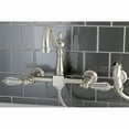 thumbnail image 2 of Kingston Brass KS1248WLLBS Wilshire Wall Mount Bridge Kitchen Faucet with Brass Sprayer, Brushed Nickel, 2 of 3