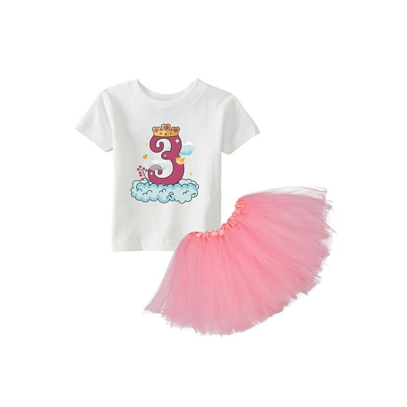Awkward Styles Dressy Solid Print 3rd Birthday Outfit, 2-Piece Set, 1-Pack (Toddler Girls), Size 4T