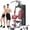 RED, variant on Multifunctional Home Gym 138lb Weight Stack Machine with Pulley System, Arm Press Frame, Leg Developer, Power Tower and Stepper, Dual Station Workout System for Total Body Training