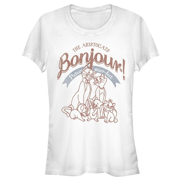 Junior's Aristocats Retro Picture Purr-fect Graphic Tee White 2X Large