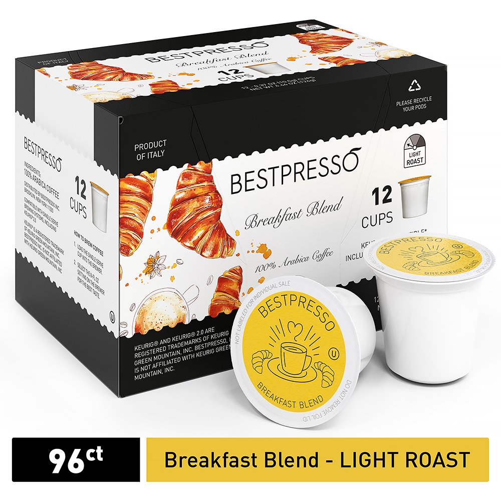 Bestpresso Coffee, Breakfast Blend Single Serve KCup Pods, 96 Count