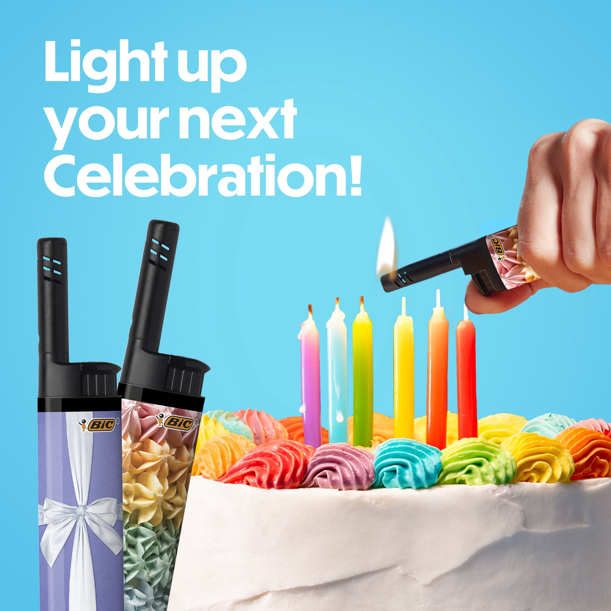 BIC EZ Reach Lighter with Assorted Celebration Designs, Pack of 1