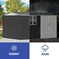 thumbnail image 5 of ModFusion 8x12 ft Storage Shed with Wide Window, Upgraded Framework, Lockable 2 Doors, Heavy Duty Metal Construction, Extra Large Containers for Outside, Dark Gray and White, 5 of 11