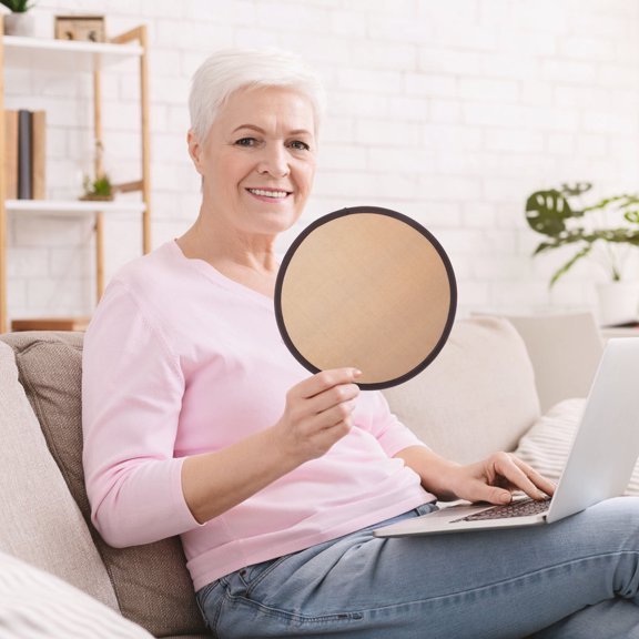 MEIBUTYUP Portable Japanese Foldable Fan Coffee Color for Quick Cooling 2Pcs