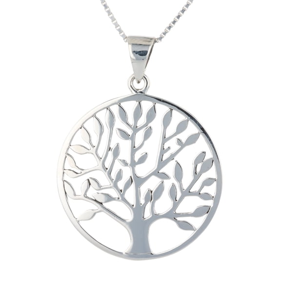 Jewelry Trends Sterling Silver Large Celtic Tree of Life Pendant on 18 Inch Box Chain Necklace
