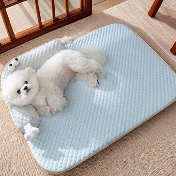 Cooling Mat for Dogs, Washable Dog Cooling Mat, Portable Kennel Cooling Pet Pad for Summer, Non-Slip Summer Crate Pad for Large Dog, Blue
