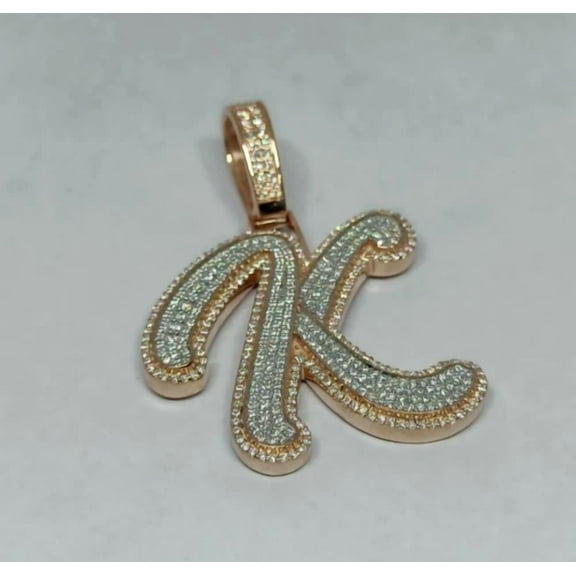 Moissanite 3 Ct Round Cut White Men's Custom Letter Pendant 14K Yellow Gold Plated