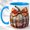 Blue, variant on Bow Pumpkin Coffee Mug, Mosaic Autumn Mug, Ceramic 11 oz
